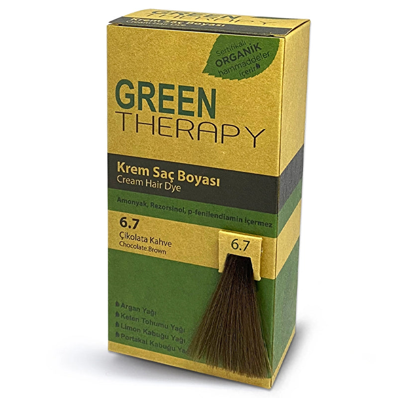 Green Therapy Hair Color Cream Chocolate Brown No: 6.7 packaging and product view - صورة 1