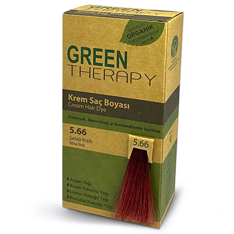 Green Therapy Hair Color Cream Wine Red No: 5.66 packaging and product view - صورة 1