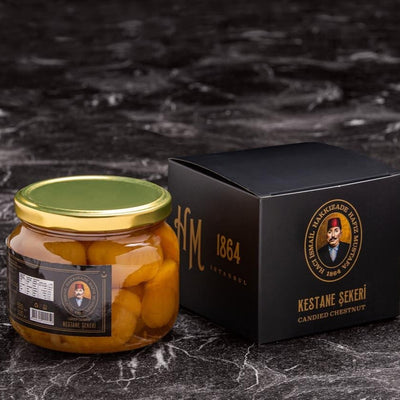 H. Mustafa Candied Chestnuts 500g Glass Jar - H. Mustafa