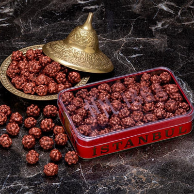 H. Mustafa Milk Chocolate Coffee Bean Dragee 290g Large Metal Tin - H. Mustafa