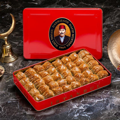 H. Mustafa Pistachio Dry Baklava 1kg Tin - H. Mustafa