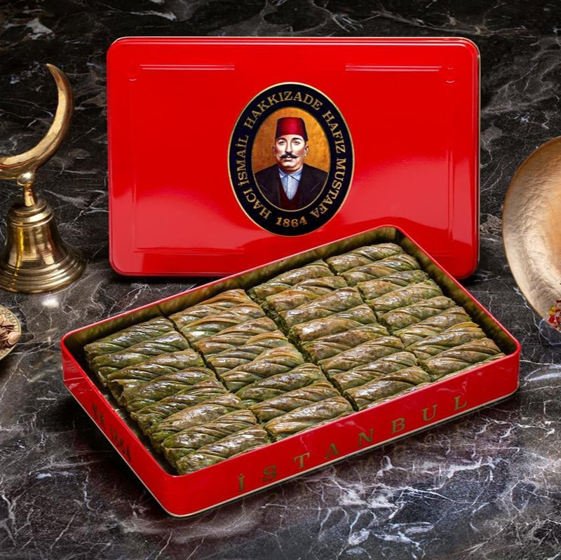 H. Mustafa Pistachio Spiral Baklava 1kg Tin