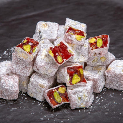 H. Mustafa Rose Petal Double Pistachio Turkish Delight 1kg Tin - H. Mustafa