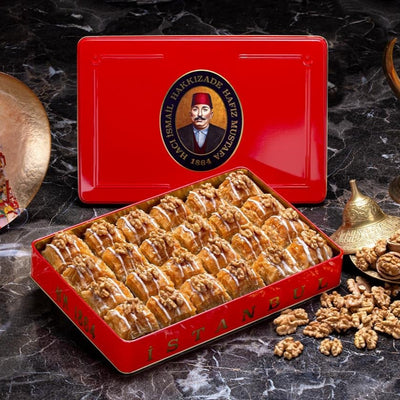 H. Mustafa Walnut Square Baklava 1kg Tin - H. Mustafa