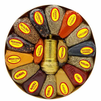 Hazer Baba Turkish Spice Set 17-Piece Premium Seasoning Collection with Golden Grinder - Hazer Baba