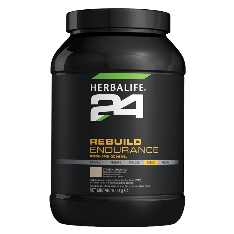 Herbalife H24 Rebuild Endurance Isotonic Sports Drink Vanilla 1000 g tub front view - Herbalife