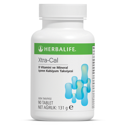 Herbalife Xtra-Cal Calcium Vitamin D Mineral Supplement 90 tablets bottle front view - Herbalife