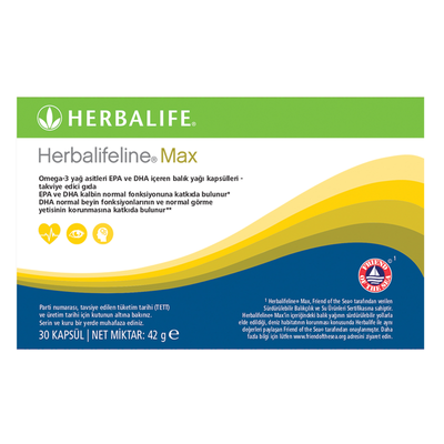 Herbalifeline Max Omega-3 EPA & DHA Fish Oil 30 capsules bottle front view - Herbalife
