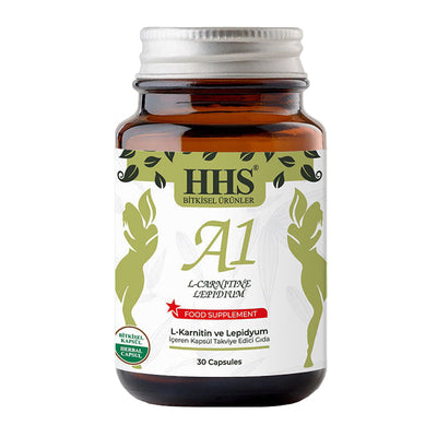 HHS A1 Herbal Dietary Supplement – front view of capsule bottle showcasing label and dosage information - HHS