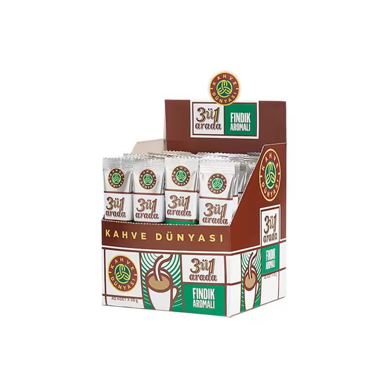Kahve Dunyasi 3 in 1 Coffee with Hazelnuts 40 Pieces Pack - Kahve Dunyasi - Image 1