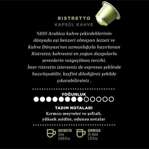 Kahve Dunyasi Ristretto Capsule Coffee 10 Pieces Box - صورة 3