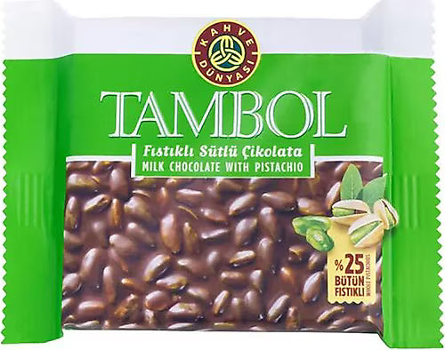 Kahve Dunyasi Tambol Milk Chocolate with Whole Pistachio 100g Pack - صورة 2