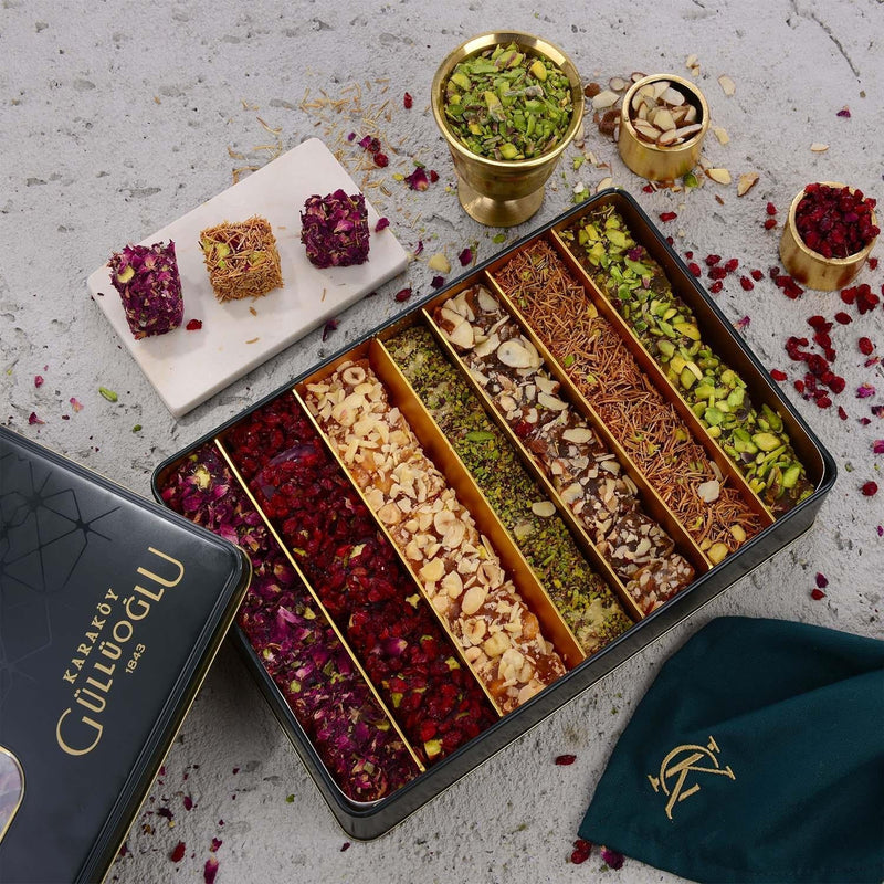 Karakoy Gulluoglu Coated Turkish Delight 1kg Metal Gift Box - Karakoy Gulluoglu