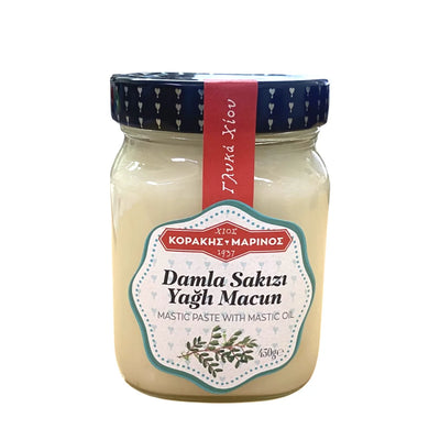 Korakis Marinos mastic paste with mastic oil in 450g glass jar