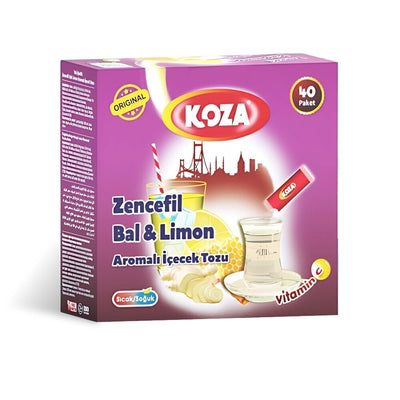 Koza Ginger Honey Lemon Flavored Instant Drink Powder 40 Sachets Box - Koza
