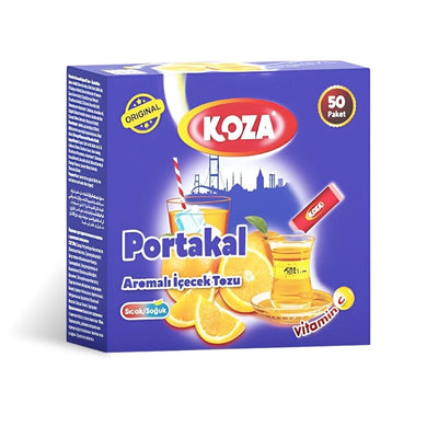 Koza Orange Flavored Instant Drink Powder 50 Sachets Box - Koza