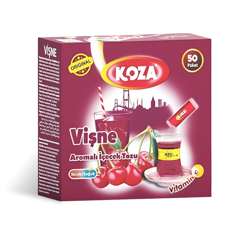 Koza Sour Cherry Flavored Instant Drink Powder 50 Sachets Box - Koza