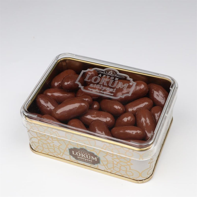 Lokum Atolyesi milk chocolate orange dragee gluten-free vegan 170g metal tin - صورة 1