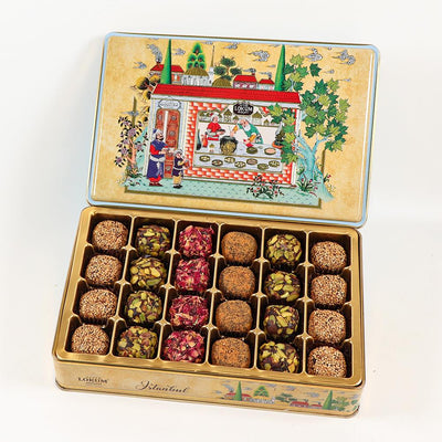 Lokum Atolyesi Saray Lokmalari assorted Turkish delight figs pistachios dates rose lotus sesame 500g - Lokum Atolyesi