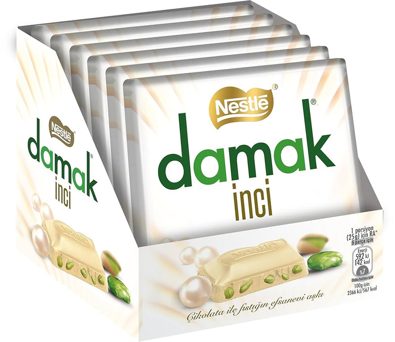 Nestle Damak Inci White Square Chocolate with Pearl Pistachios 60g - صورة 2