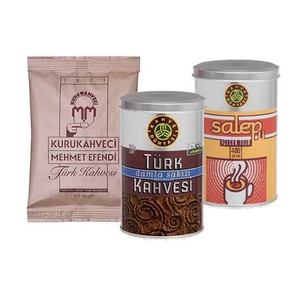 Premium Coffee Set with Mastic Coffee, Salep, and Mehmet Efendi Turkish Coffee - Sets - Image 1