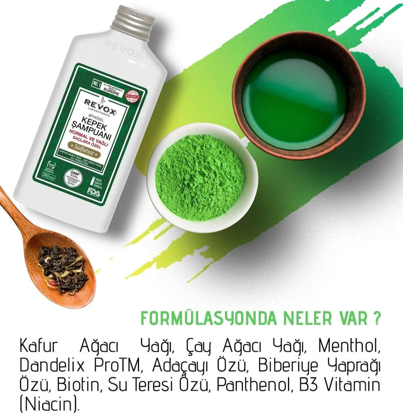 Revox Shampoo for Normal and Oily Hair Anti-Dandruff 360 ml packaging and product view - Revox - Image 2