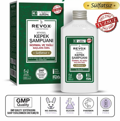 Revox Shampoo for Normal and Oily Hair Anti-Dandruff 360 ml packaging and product view - Revox