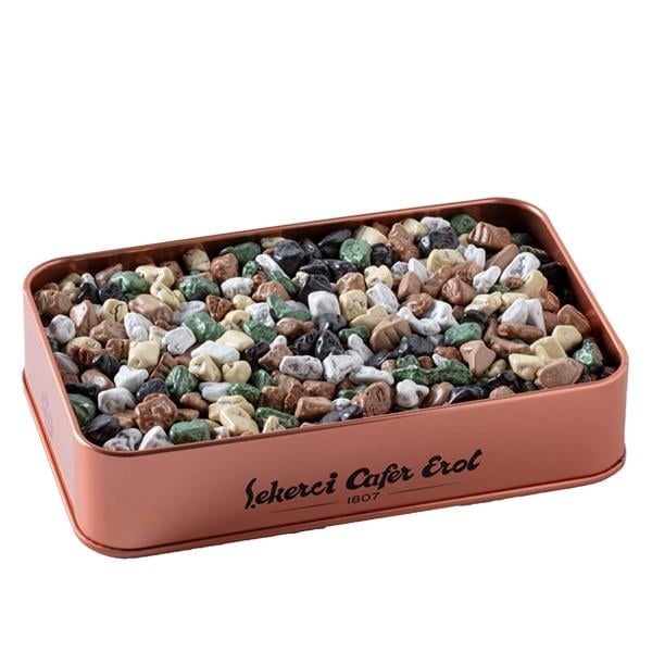 Sekerci Cafer Erol Chocolate Pebble Dragees Bronze Tin 300g