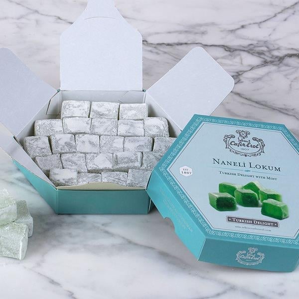 Sekerci Cafer Erol Mint Turkish Delight Hexagon Box 300g - Sekerci Cafer Erol - Image 1
