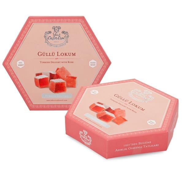 Sekerci Cafer Erol Rose Turkish Delight Hexagon Box 300g - صورة 2