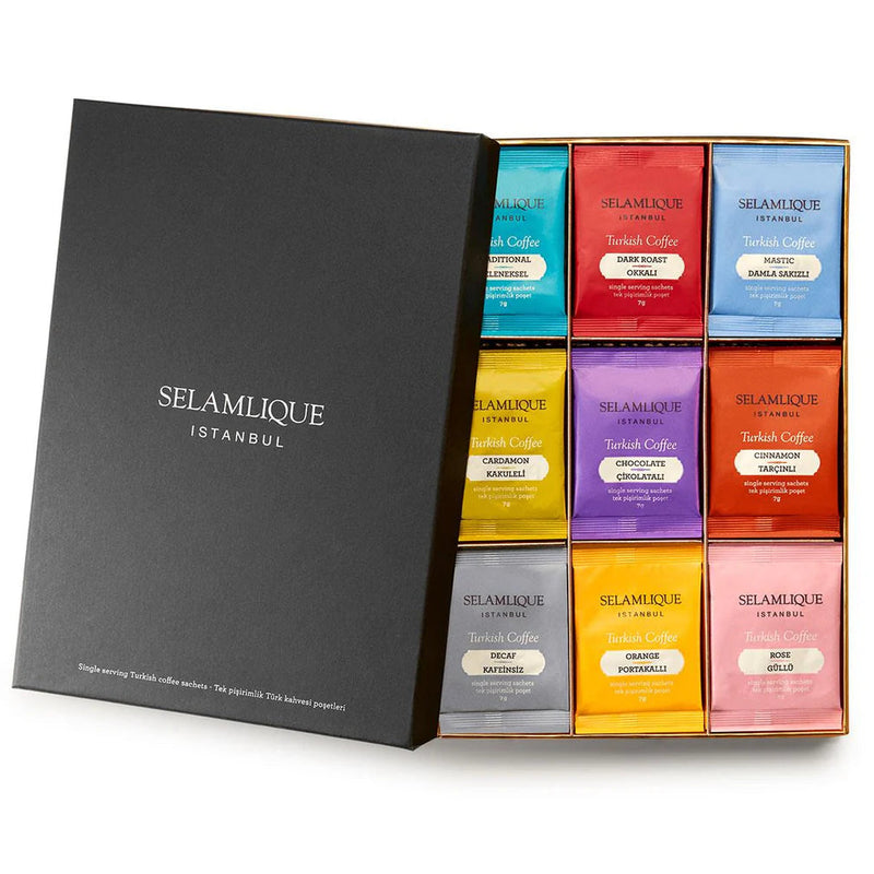 Selamlique Assorted Turkish Coffee Sachets 63 Pieces Box