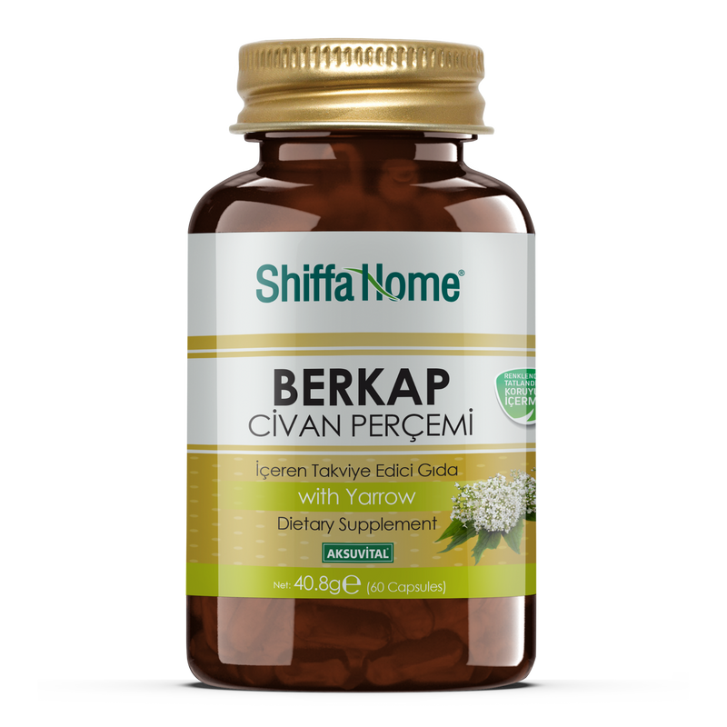 Shiffa Home Berkap Yarrow 60 Capsules Natural Halalشيفا هوم كبسولات بيركاب مستخلص عشبة الألف ورقة - 60 كبسولة من Shiffa Home | العافية
