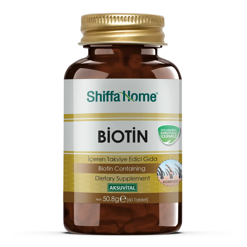 Shiffa Home Biotin 60 Tablets 847mg Natural Halalشيفا هوم بيوتين - 60 قرص (847 ملغ) من Shiffa Home | العافية