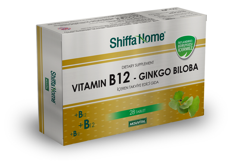 Shiffa Home Vitamin B12 Ginkgo Biloba 28 Tablets Natural Halal - Shiffa Home