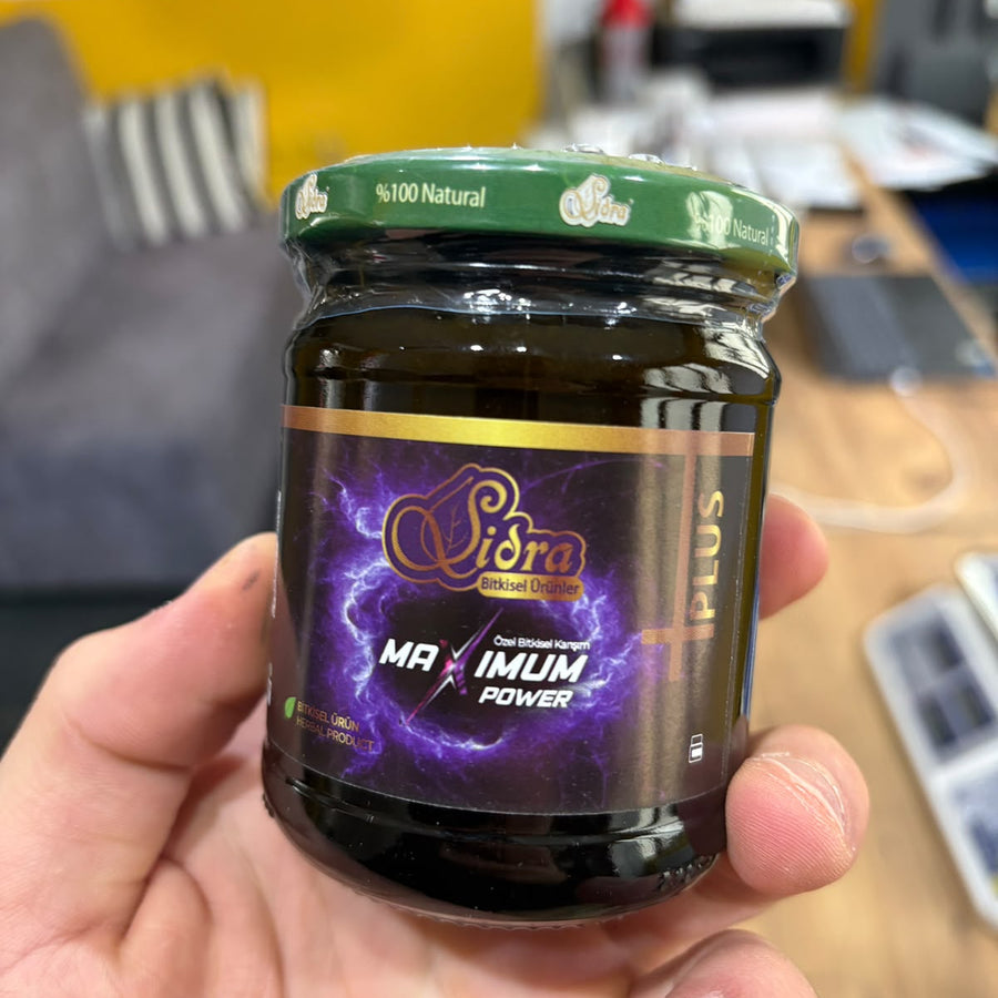 Sidra Maximum Power Plus Herbal Mix Paste 240g jar with dark purple and gold label