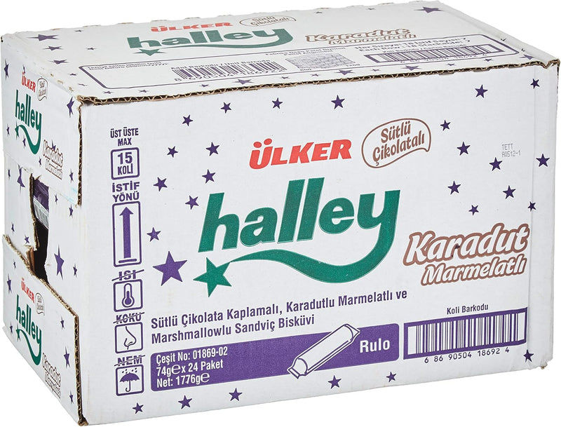 Ulker Halley mini blackberry biscuits 74g single and 24 pack - Image 2